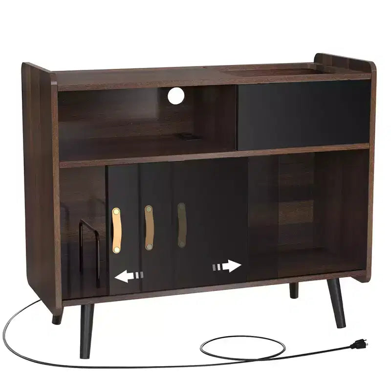 Meuble pour tourne-disque GDLF, meuble platine vinyle avec rangement pour disques, peut contenir jusqu'à 350 albums