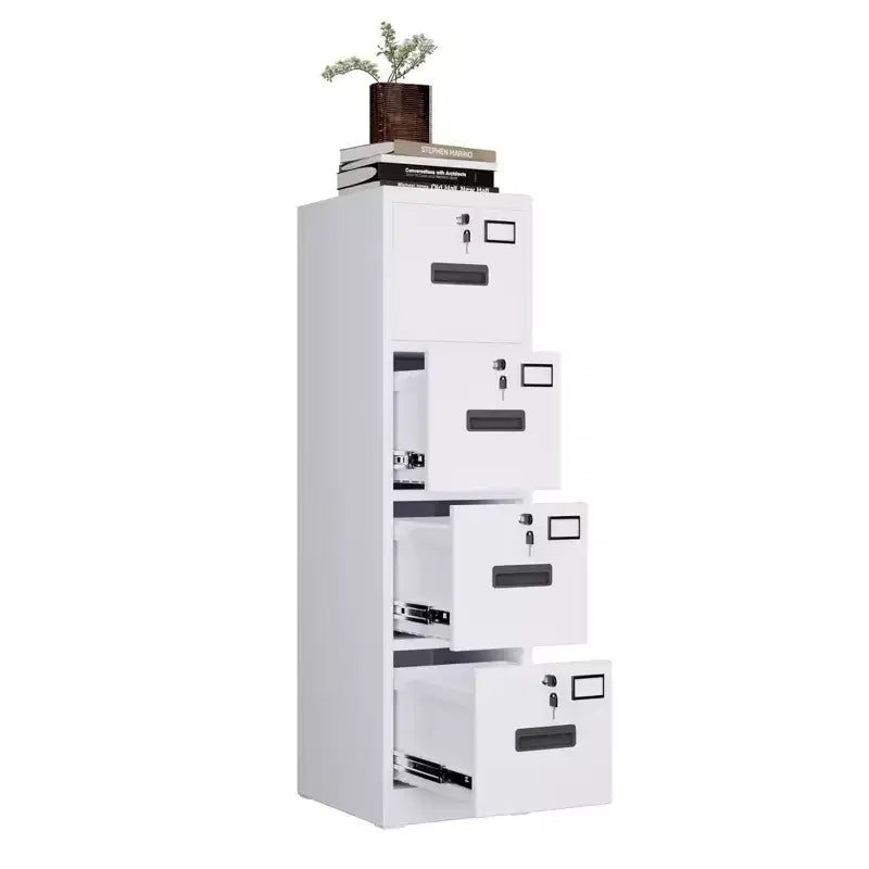 Classeur, Armoire de rangement à 4 tiroirs en métal robuste avec serrure, Organisateur vertical pour documents A4/Lettre/Legal