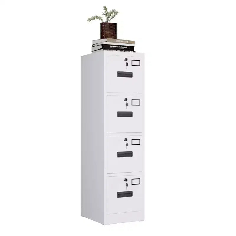 Classeur, Armoire de rangement à 4 tiroirs en métal robuste avec serrure, Organisateur vertical pour documents A4/Lettre/Legal