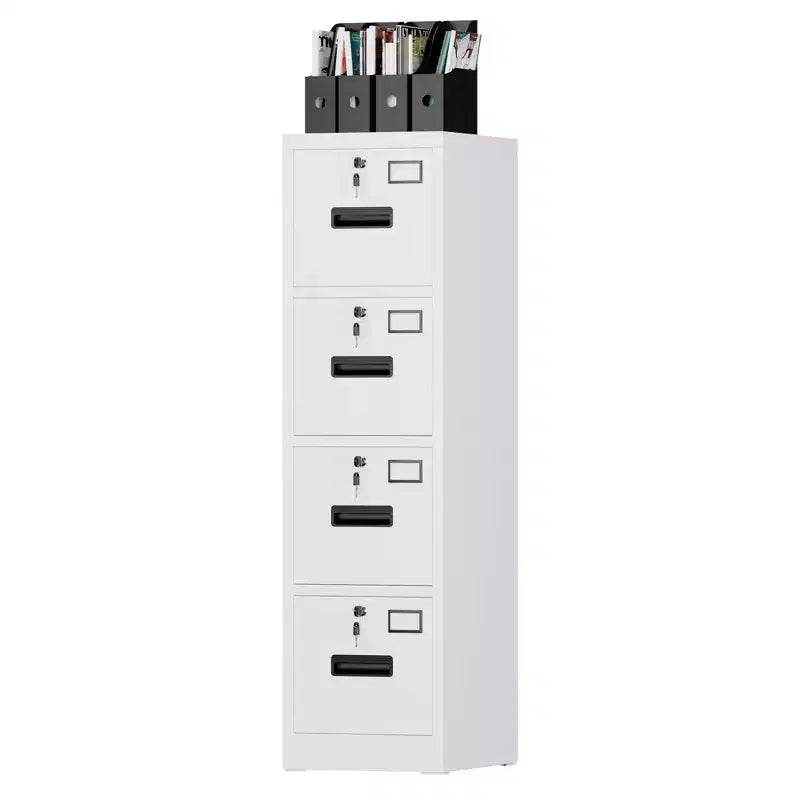 Classeur, Armoire de rangement à 4 tiroirs en métal robuste avec serrure, Organisateur vertical pour documents A4/Lettre/Legal