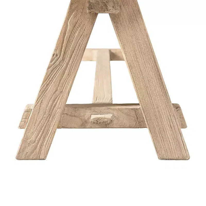 Banc de salle à manger tréteaux en orme recyclé, bois naturel, 4 places