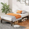 Ora Maison Solid Wood Bed Frame, 14 Slats Support, No Box Spring Needed, Eco-Friendly Solid Wood Platform Bed with Protective Pads