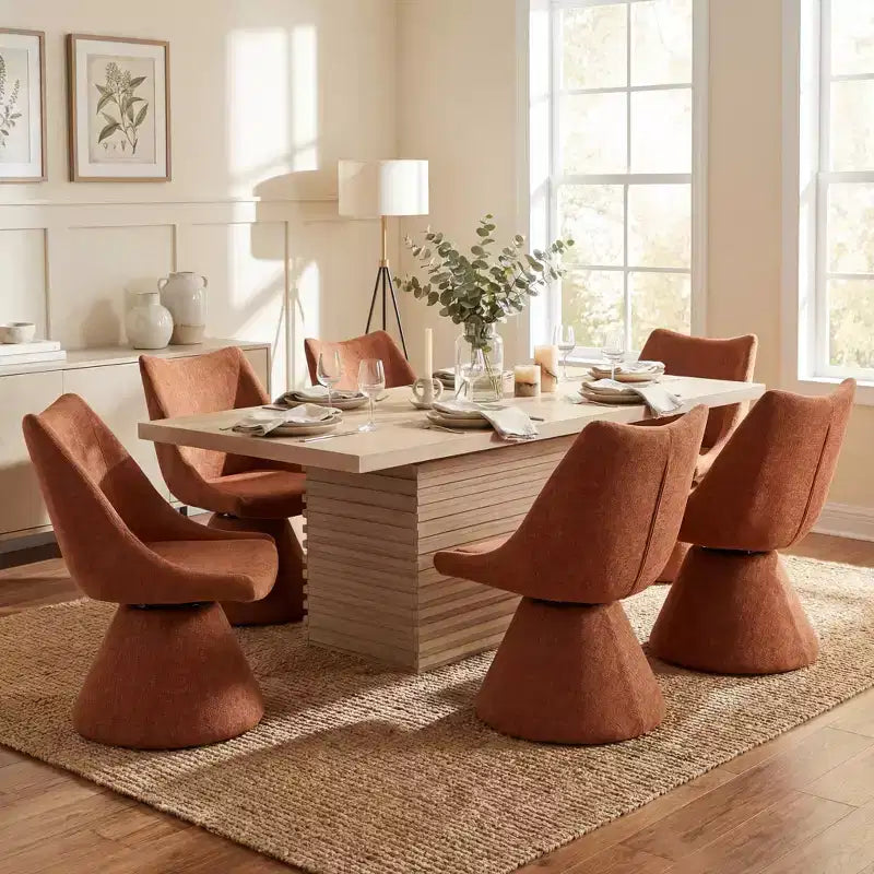 Ensemble de salle à manger moderne 7 pièces Christopher Knight Home Wichai en bois et métal avec chaises pivotantes et table rectangulaire