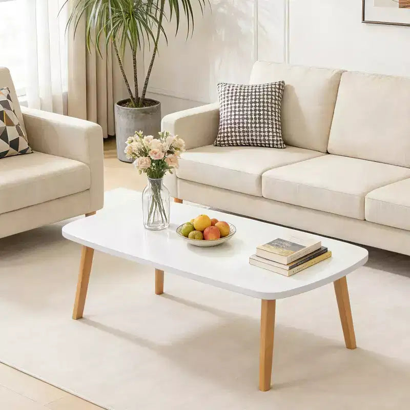 Table Basse Pliante en Bois COZONY avec Pieds Pliables, Bureau Bas pour Petits Espaces