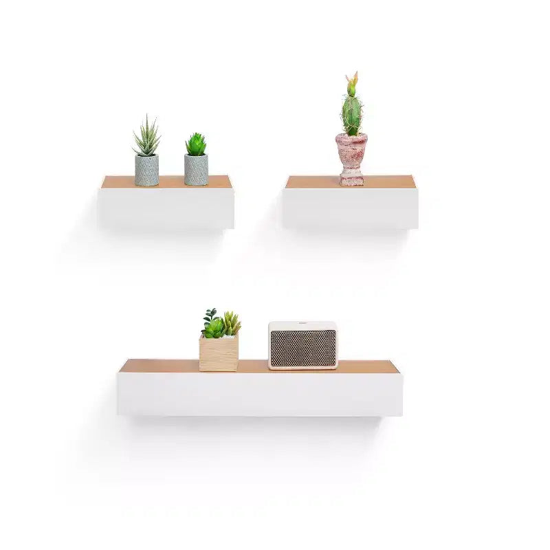 NAYSAYE Étagères Flottantes Murales en Bois avec Supports Invisibles pour Salle de Bain Chambre Salon Cuisine, Multicolore