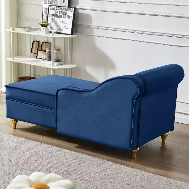 Chaise longue en velours Laurel GDFStudio avec pieds en métal et rangement