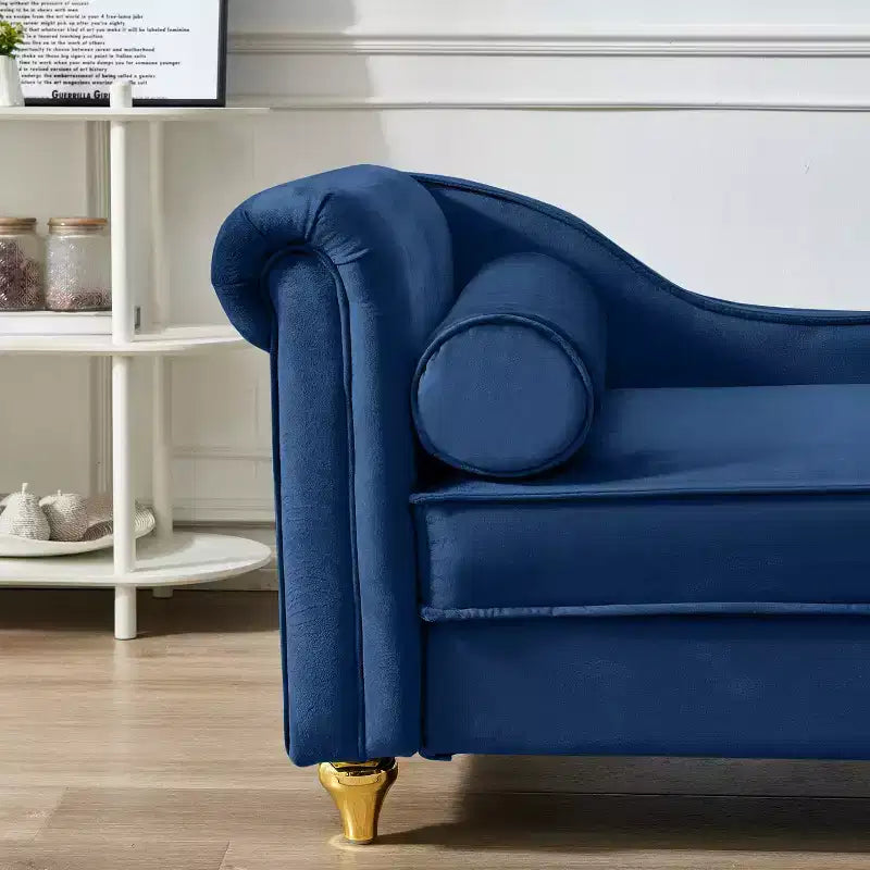 Chaise longue en velours Laurel GDFStudio avec pieds en métal et rangement