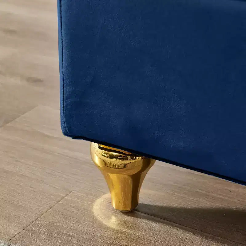 Chaise longue en velours Laurel GDFStudio avec pieds en métal et rangement