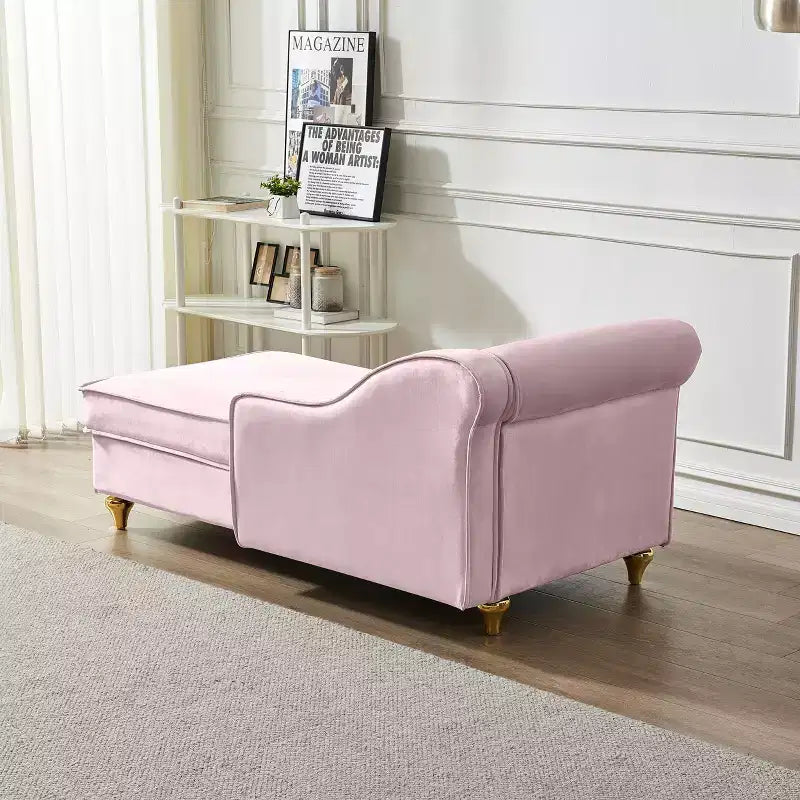 Chaise longue en velours Laurel GDFStudio avec pieds en métal et rangement