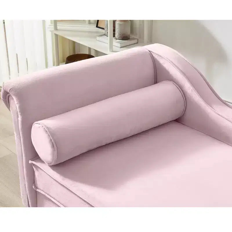 Chaise longue en velours Laurel GDFStudio avec pieds en métal et rangement