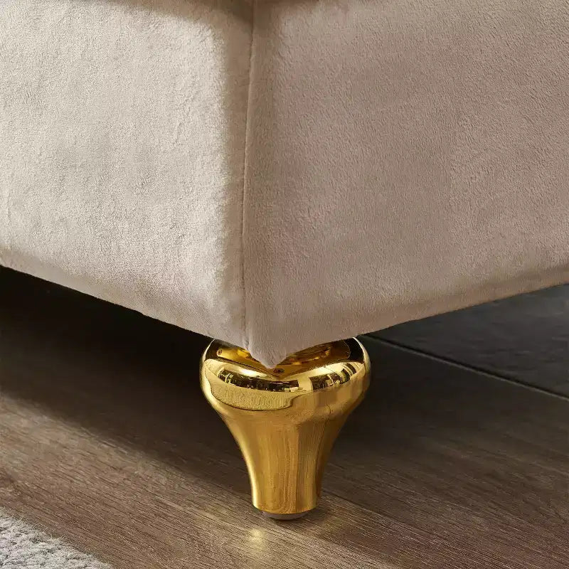 Chaise longue en velours Laurel GDFStudio avec pieds en métal et rangement