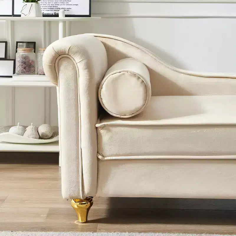 Chaise longue en velours Laurel GDFStudio avec pieds en métal et rangement
