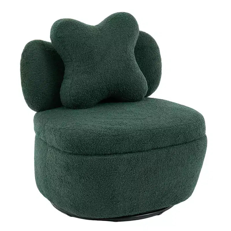Modern Swivel Accent Chair, Teddy Fabric 360Rotating Lounge Chair , Upholstered Comfy Reading Chair for for Living Room Bedroom Small Space, Green