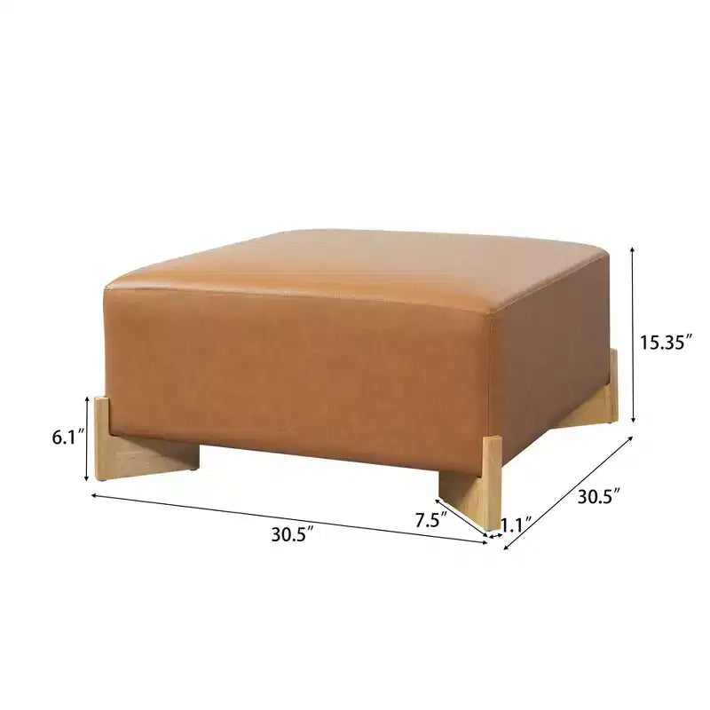 Pouf carré moderne en bois rembourré en bouclette Thanyarat de Christopher Knight Home