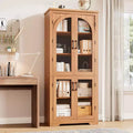 70 Kitchen Pantry Storage Cabinet - Modern Display Pantry with 4 Arched Glass Doors and Adjustable Shelves, for Kitchen, Dining Room & Living Room