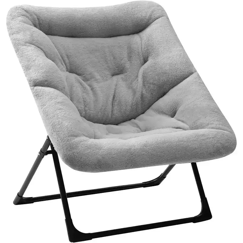 Fauteuil soucoupe en fausse fourrure extra-large Summit Adventure – Fauteuil de lecture confortable et pliable surdimensionné pour adultes et adolescents, bleu marine