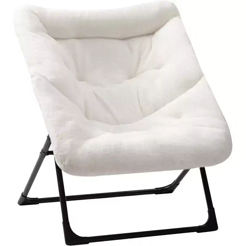 Fauteuil soucoupe en fausse fourrure extra-large Summit Adventure – Fauteuil de lecture confortable et pliable surdimensionné pour adultes et adolescents, bleu marine