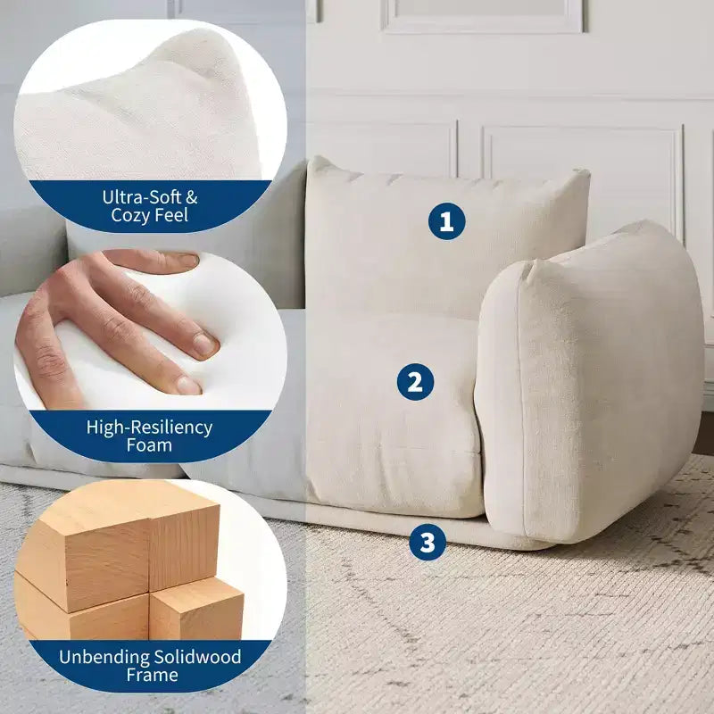 Ensemble de canapé modulaire composé de 2 causeuses, canapé nuage en chenille avec assise profonde, sans structure, pour salon, petit espace