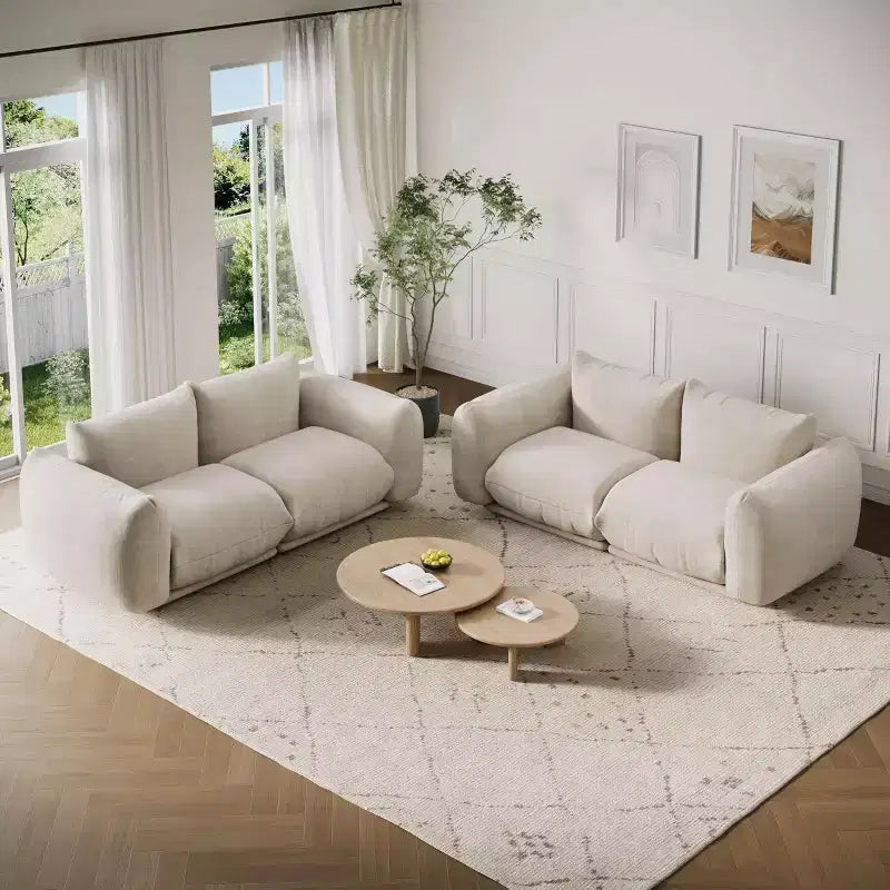 Modular Sofa Set of 2 Love Seats, Chenille Cloud Couch with Deep Seat, Boneless for Living Room, Small Space