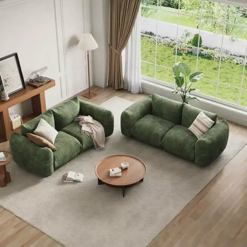 Ensemble de canapé modulaire composé de 2 causeuses, canapé nuage en chenille avec assise profonde, sans structure, pour salon, petit espace