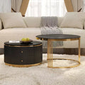 Whisen Modern Round Nesting Coffee Table with Storage Drawers and Tempered Glass Top, 2 pieces