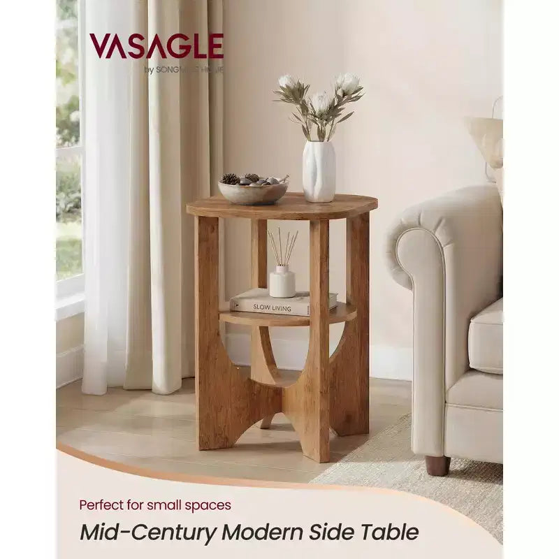 Table d'appoint VASAGLE, petite table de bout à 2 niveaux, table de chevet avec étagère inférieure pour petits espaces, salon, chambre
