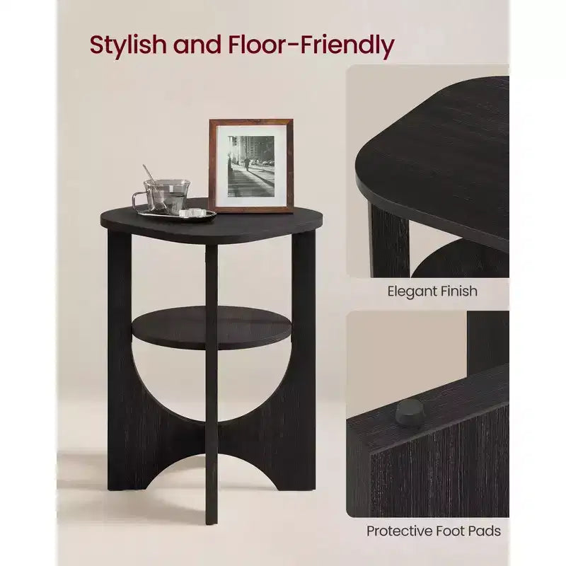 Table d'appoint VASAGLE, petite table de bout à 2 niveaux, table de chevet avec étagère inférieure pour petits espaces, salon, chambre