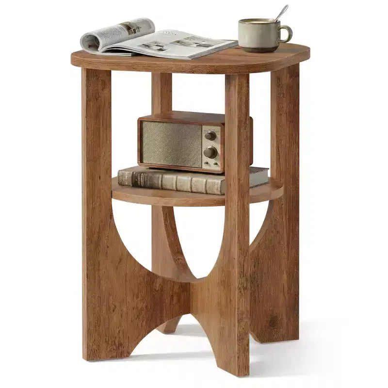 Table d'appoint VASAGLE, petite table de bout à 2 niveaux, table de chevet avec étagère inférieure pour petits espaces, salon, chambre