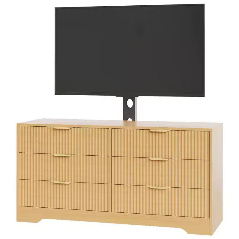 Meuble TV Acekool 6 Tiroirs avec Support pour TV 32-85 Pouces, Meuble TV Chambre et Salon, Commode de Rangement en Bois, Console Multimédia Moderne, Plusieurs Couleurs