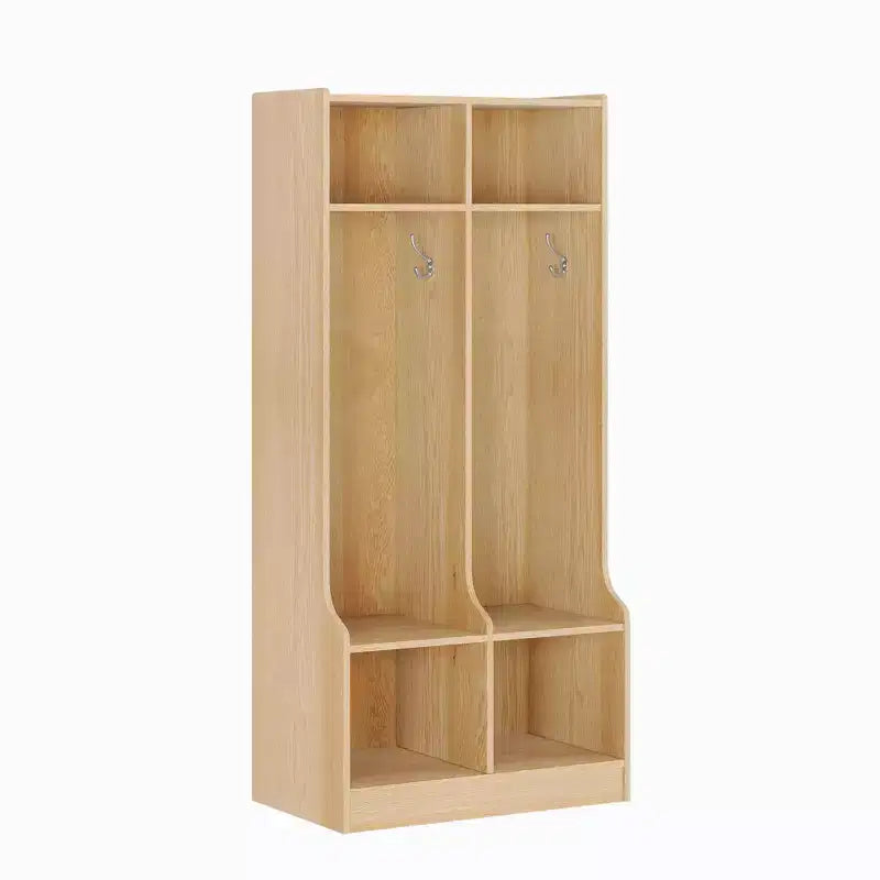 Acekool 2-Section Kids Coat Locker with 4 Cubbies & Hooks for Classroom, Playroom & Entryway