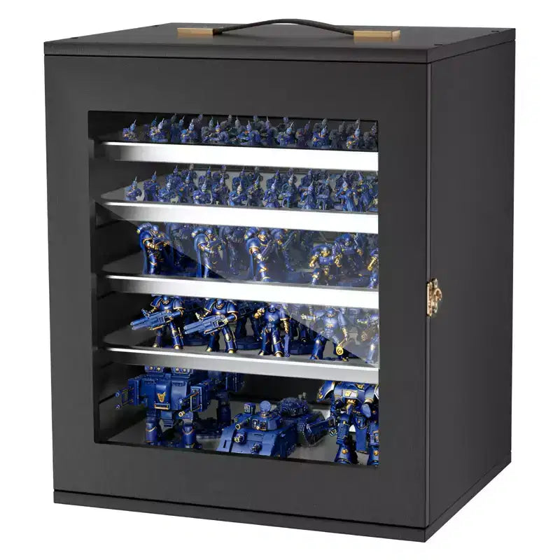 VEVOR Miniatures Storage Case, Fits for 1:1750-1:2000 Scale Models, Wooden Miniatures Display Holder with 5 Tray & 13 Slots,(Minis Not Included),Black
