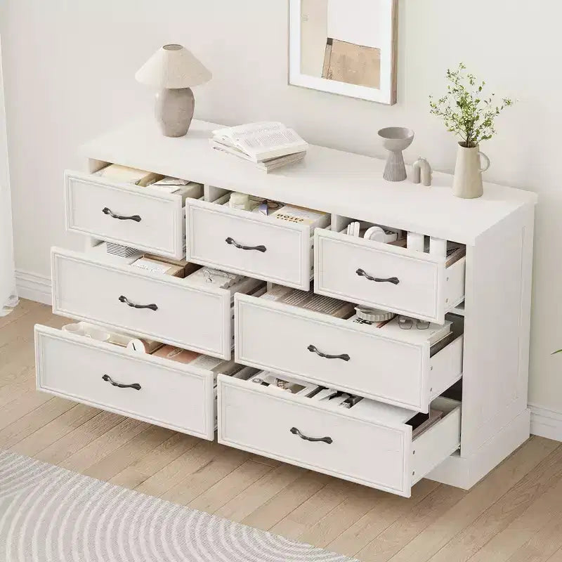 Commode à tiroirs à niveaux multiples, bahut moderne du milieu du siècle, poignée métallique, pour salon, entrée