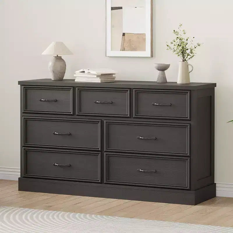 Multi-Tier Drawer Storage Cabinet, Mid Century Modern Chest, Metal Handle, for Living Room, Entryway