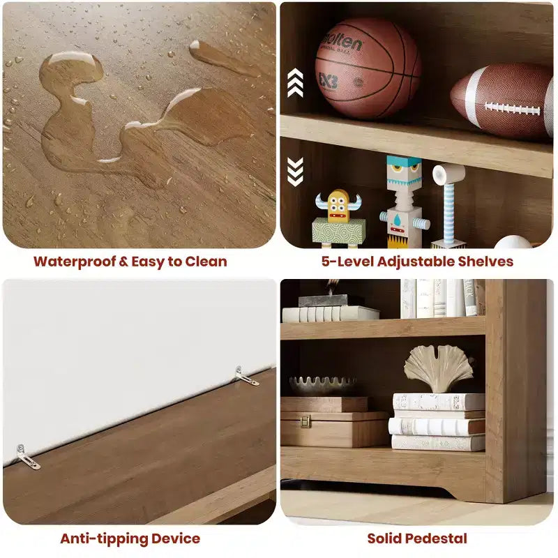 75 Étagère haute de ferme, bibliothèque ouverte à 6 niveaux avec étagères réglables, organisateur de rangement autoportant anti-basculement pour bureau à domicile et chambre