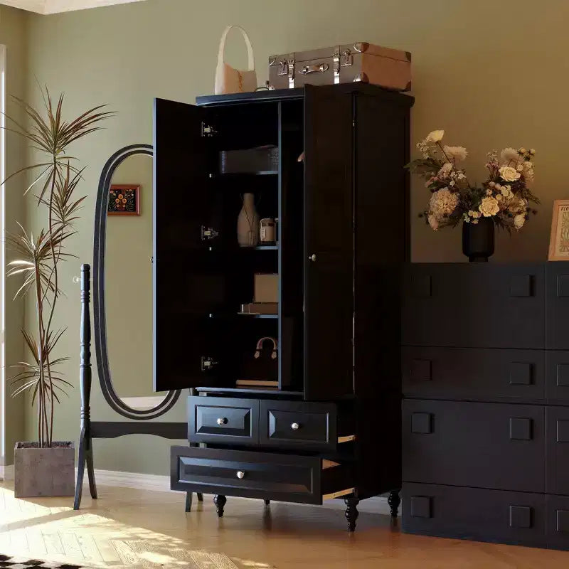Armoire-penderie Famapy 2 portes et 3 tiroirs avec pieds hauts