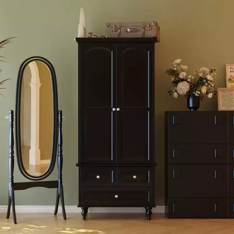 Armoire-penderie Famapy 2 portes et 3 tiroirs avec pieds hauts