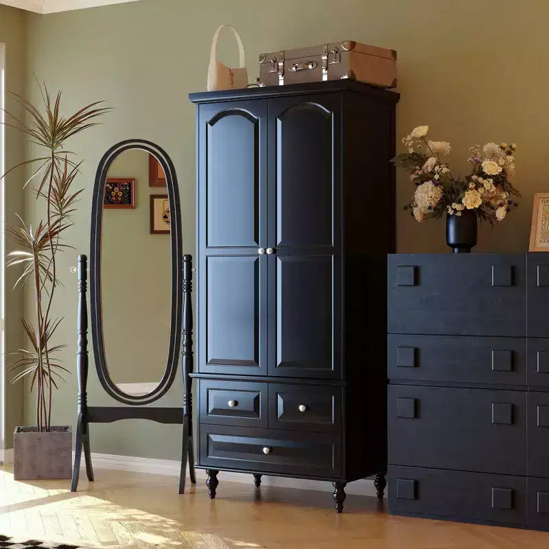 Armoire-penderie Famapy 2 portes et 3 tiroirs avec pieds hauts
