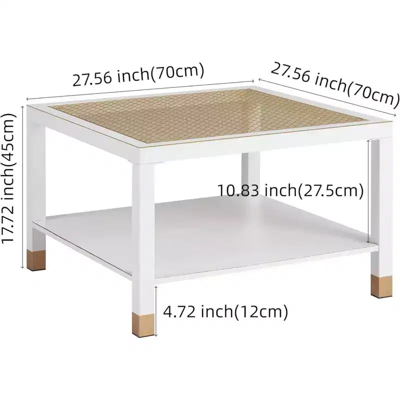 Table basse GDFStudio Everett en verre maillé doré avec cadre en métal