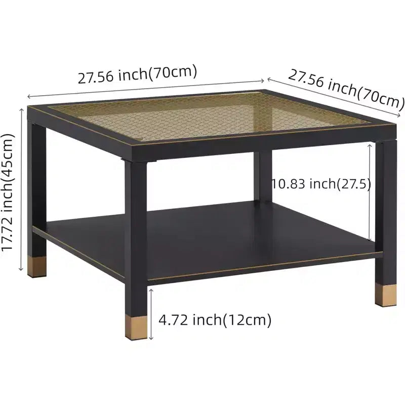 Table basse GDFStudio Everett en verre maillé doré avec cadre en métal