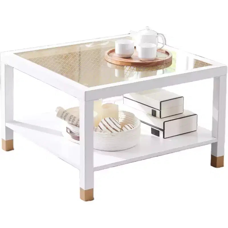 Table basse GDFStudio Everett en verre maillé doré avec cadre en métal