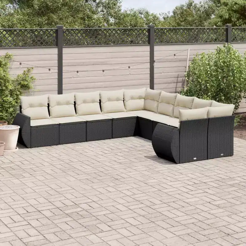 vidaXL Ensemble de canapés de jardin noir, blanc crème