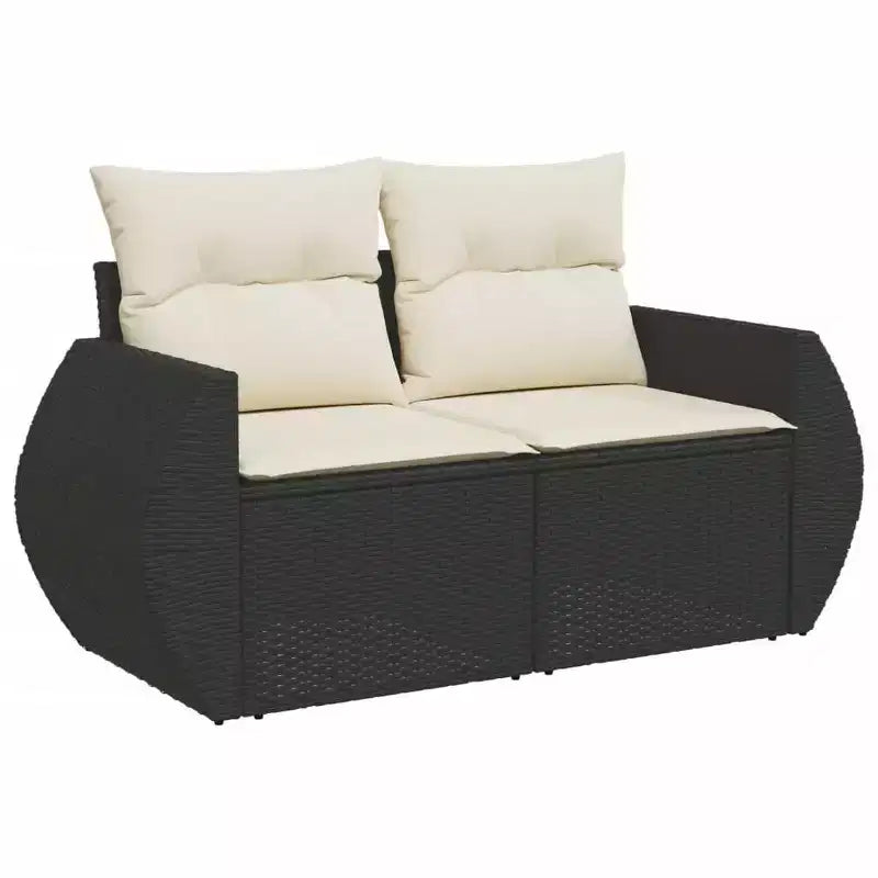 vidaXL Ensemble de canapés de jardin noir, blanc crème
