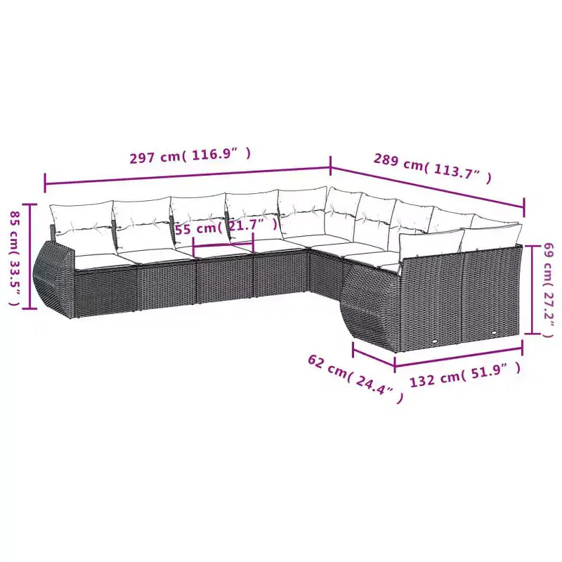 vidaXL Ensemble de canapés de jardin noir, blanc crème