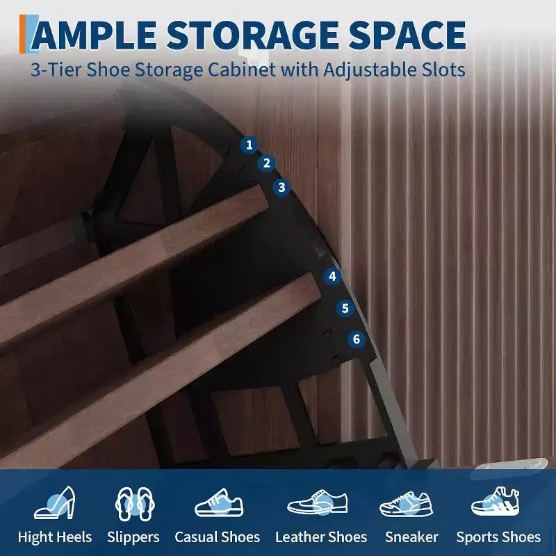 Grand meuble à chaussures cannelé, organisateur de rangement de chaussures en bois autoportant étroit, 2 tiroirs, étagères réglables, pour entrée et couloir