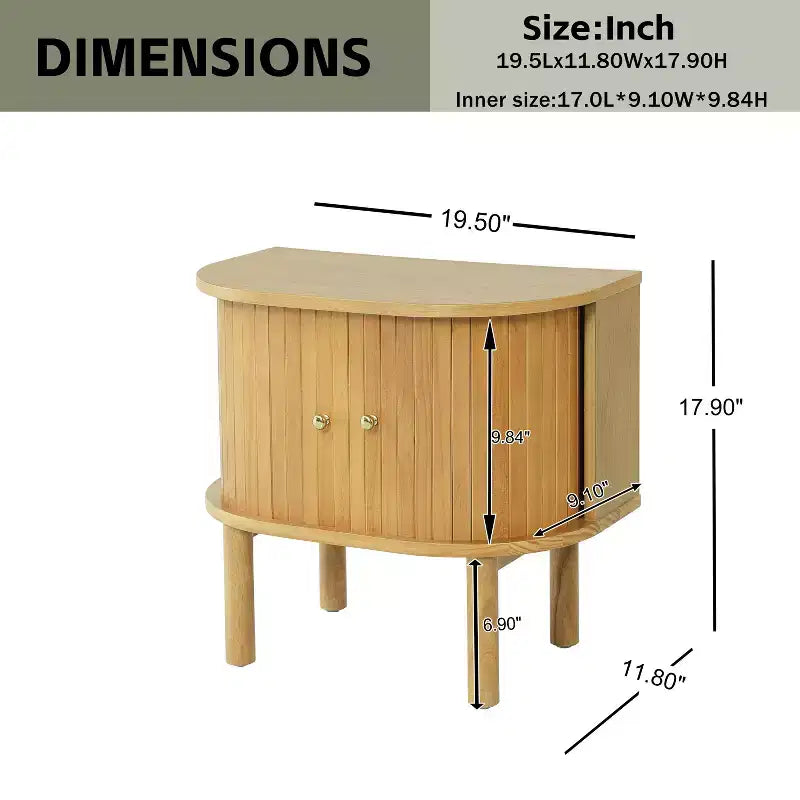 Table de chevet en bois courbé de style scandinave moderne Christopher Knight Home Bennett avec portes coulissantes à lattes