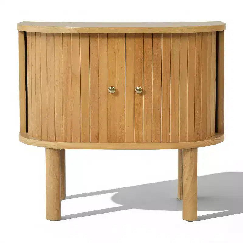 Table de chevet en bois courbé de style scandinave moderne Christopher Knight Home Bennett avec portes coulissantes à lattes
