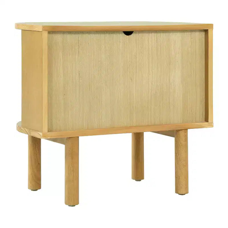 Table de chevet en bois courbé de style scandinave moderne Christopher Knight Home Bennett avec portes coulissantes à lattes