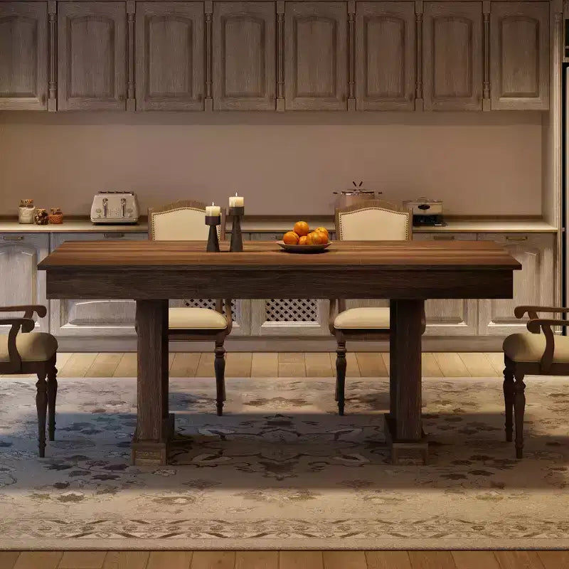 Table à manger rectangulaire moderne de 180 cm pour 6 à 8 personnes - Table en bois avec deux grands tiroirs de rangement - Cadre robuste - Étanche et résistante à la chaleur