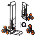 VEVOR Stair Climbing Cart, 220 lbs Stair-Climbing Capacity, Heavy-Duty Folding Trolley Cart with Telescoping Handle, Black+Orange