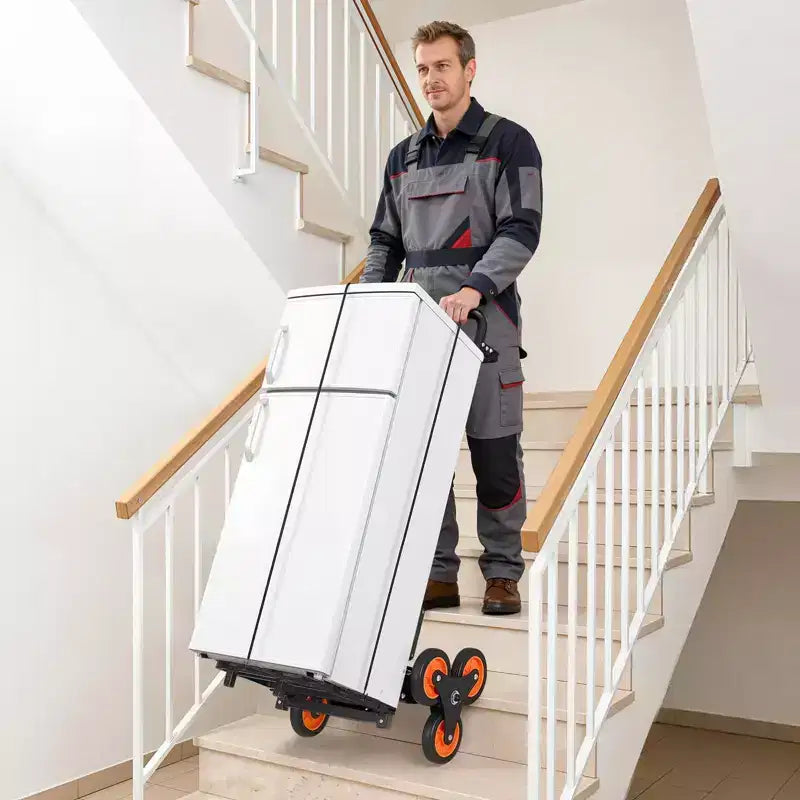 Chariot de transport VEVOR, capacité de 100 kg, diable pliable robuste avec poignée télescopique, noir et orange